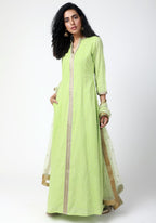 trueBrowns Green Lace Kurta-Pant-Dupatta - Distacart