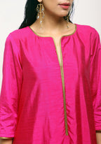 trueBrowns Pink Laced Kurta Set - Distacart
