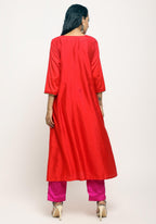 trueBrowns Orange Laced Kurta Set - Distacart