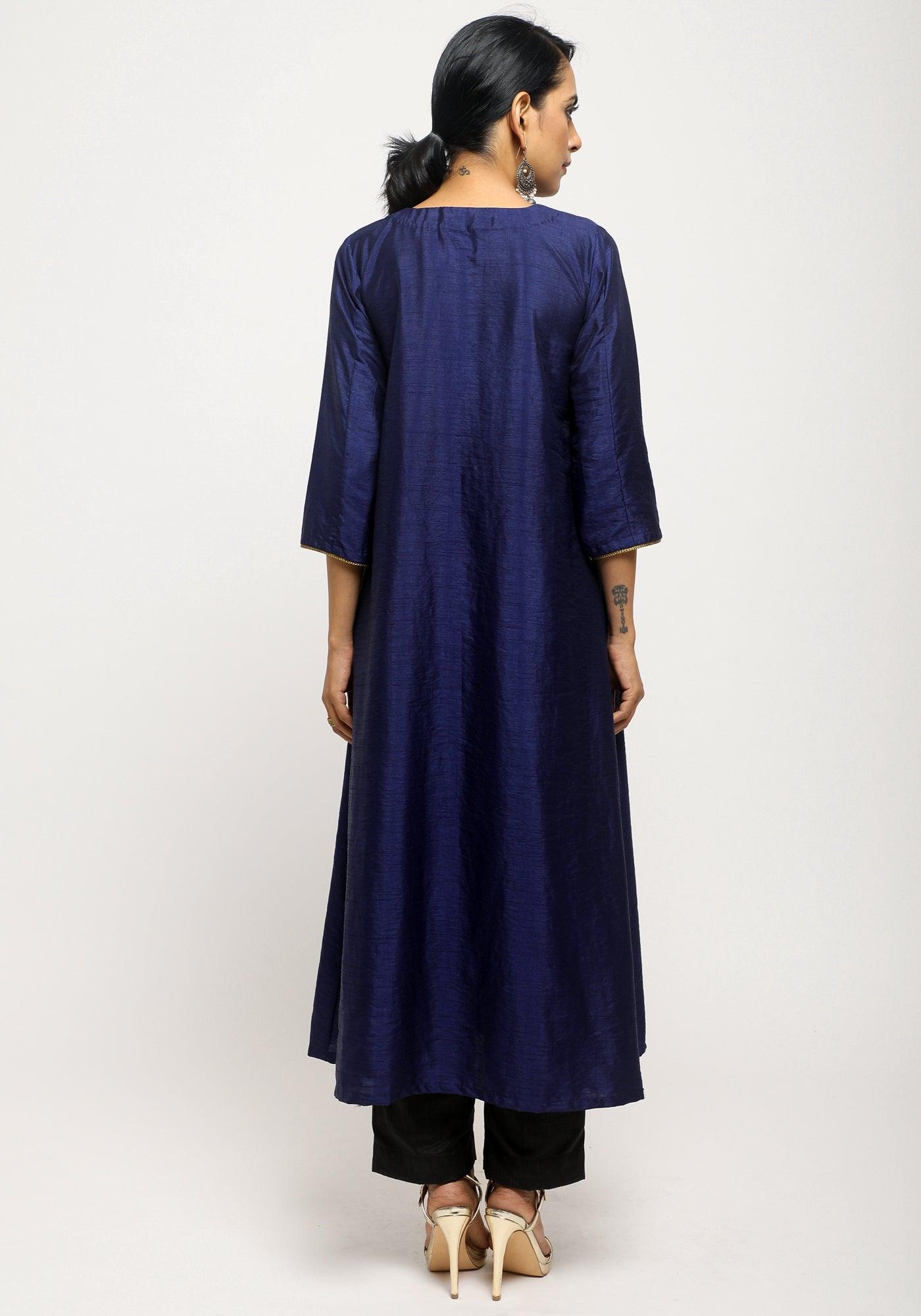 trueBrowns Blue Laced Kurta Set - Distacart