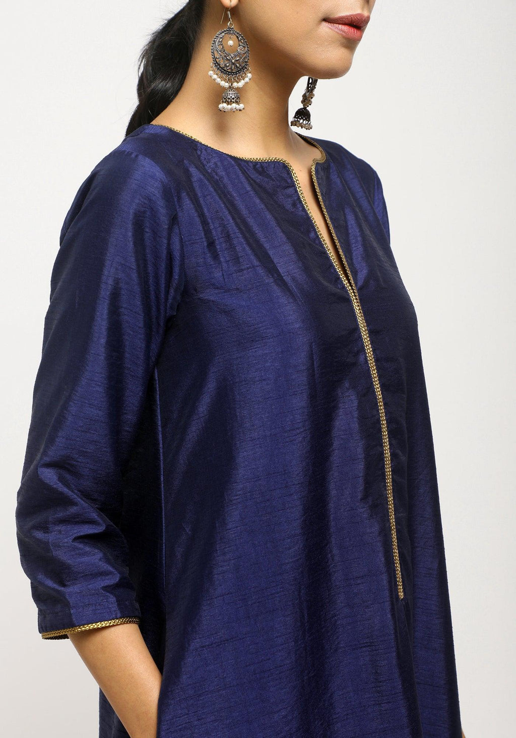 trueBrowns Blue Laced Kurta Set - Distacart