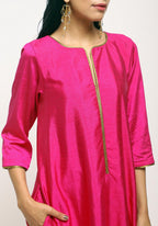 trueBrowns Pink Laced Kurta- Foil Pant - Distacart