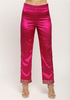 trueBrowns Pink Laced Kurta- Foil Pant - Distacart