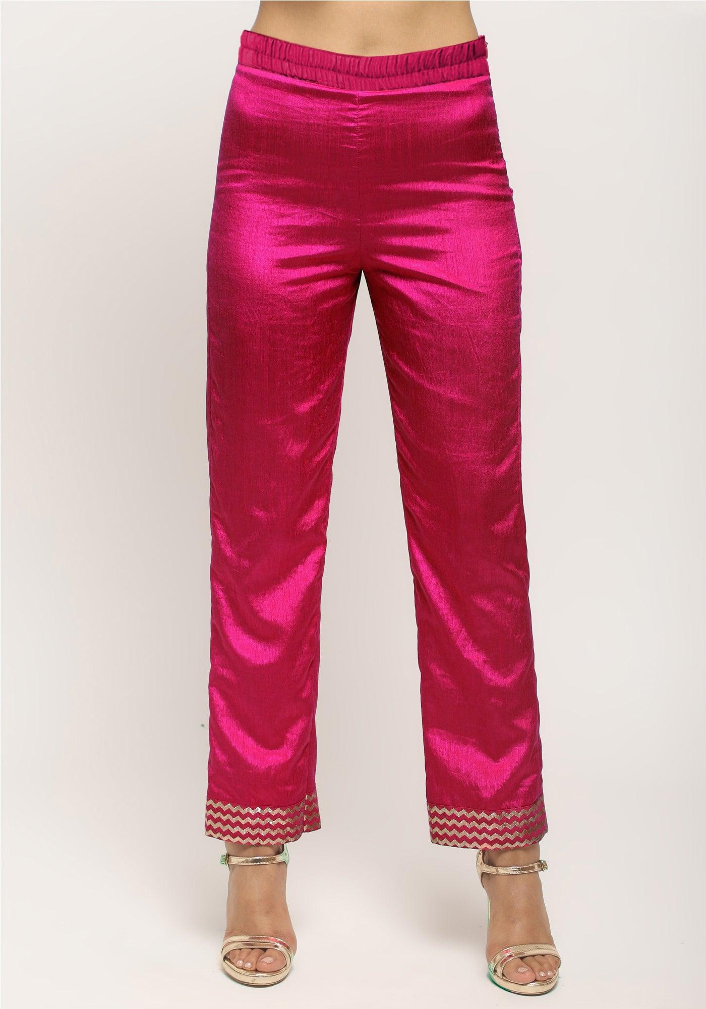 trueBrowns Pink Laced Kurta- Foil Pant - Distacart