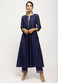 trueBrowns Blue Laced Kurta- Foil Pant - Distacart