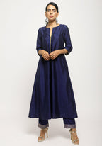 trueBrowns Blue Laced Kurta- Foil Pant - Distacart