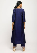 trueBrowns Blue Laced Kurta- Foil Pant - Distacart
