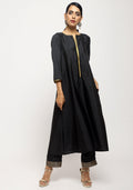 trueBrowns Black Laced Kurta- Foil Pant - Distacart
