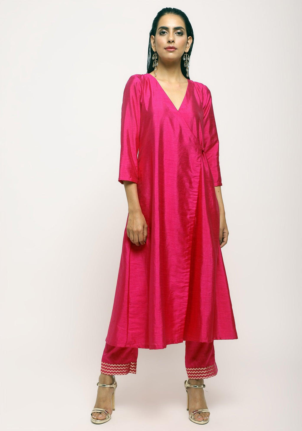 trueBrowns Pink Angrakha Foil Pant - Distacart