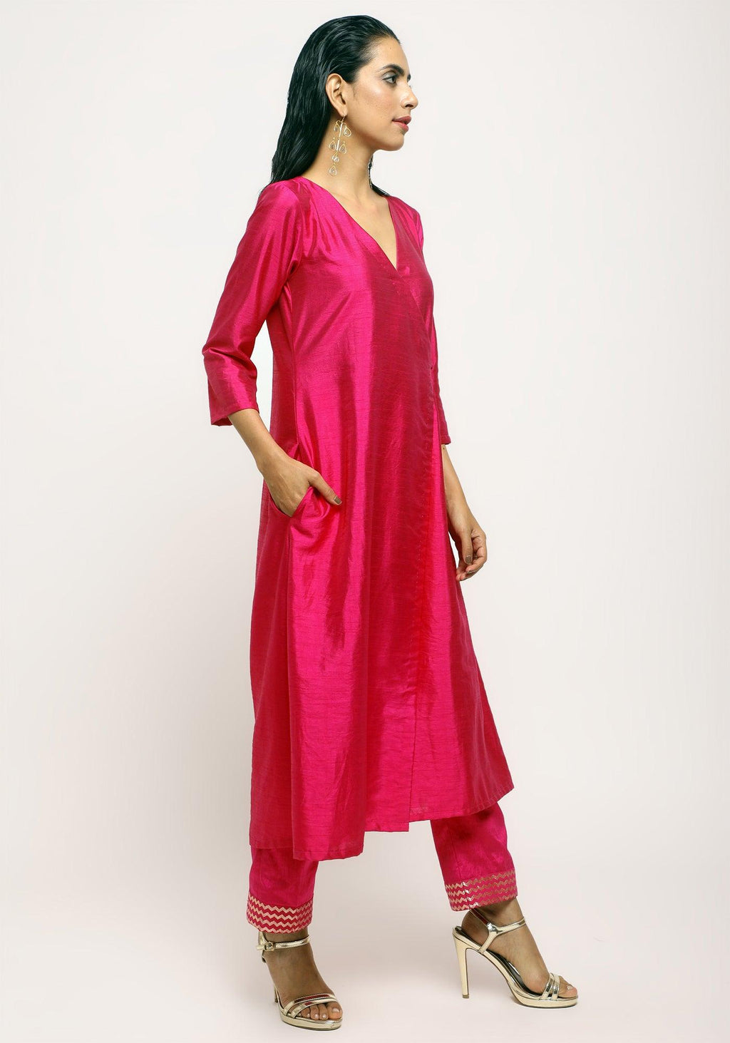 trueBrowns Pink Angrakha Foil Pant - Distacart