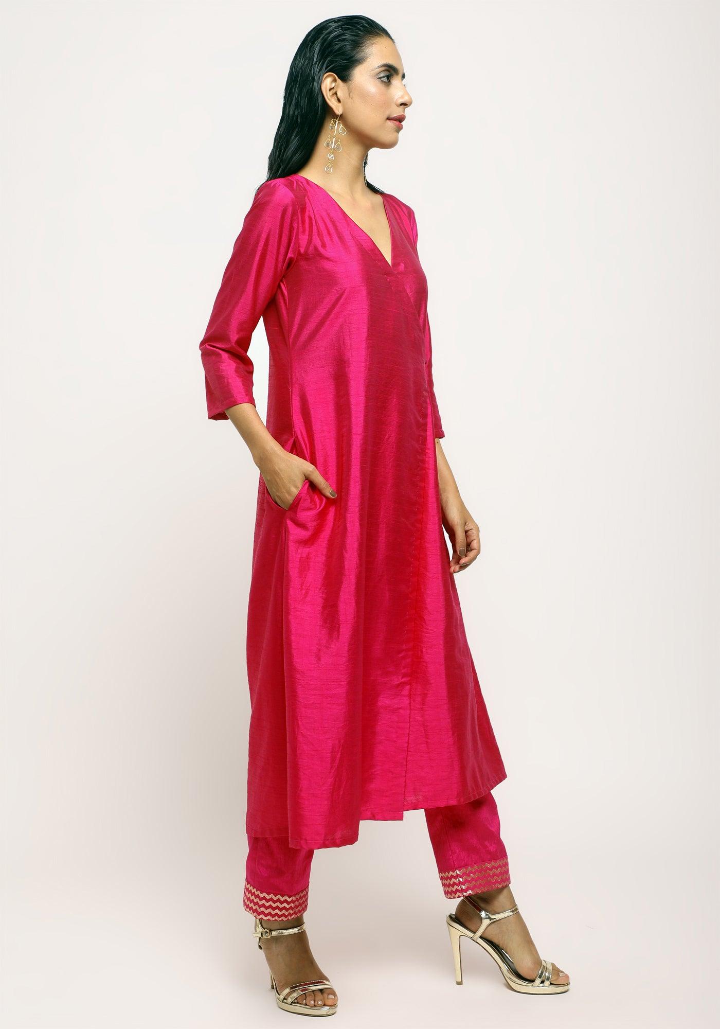 trueBrowns Pink Angrakha Foil Pant - Distacart