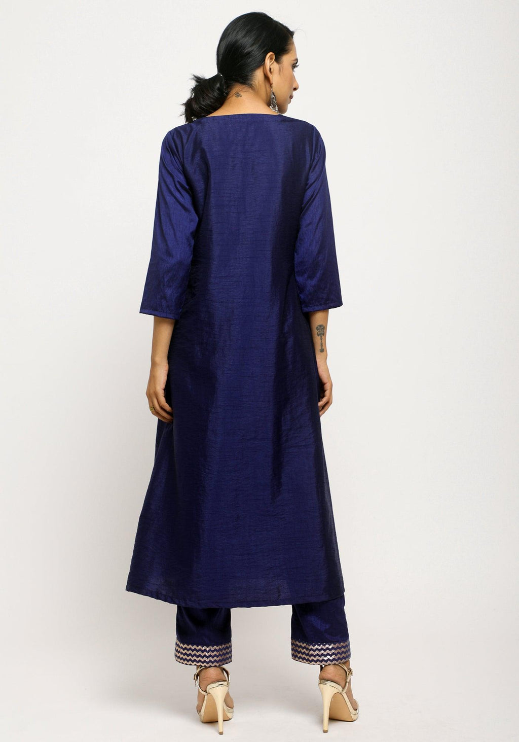trueBrowns Blue Angrakha Foil Pant - Distacart