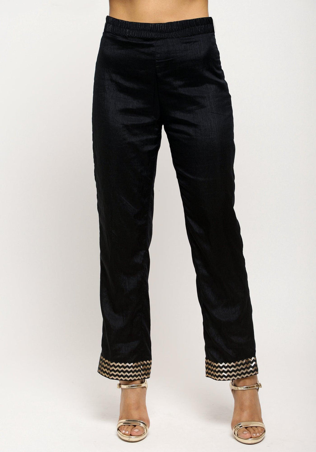 trueBrowns Black Angrakha Foil Pant - Distacart