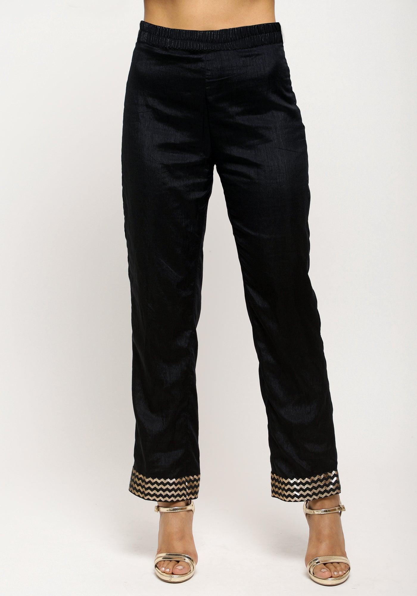 trueBrowns Black Angrakha Foil Pant - Distacart