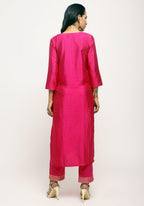 trueBrowns Pink Foil High Slit- Foil Pant - Distacart