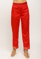 trueBrowns Orange Foil High Slit- Foil Pant - Distacart