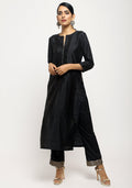 trueBrowns Black Foil High Slit- Foil Pant - Distacart