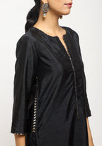 trueBrowns Black Foil High Slit- Foil Pant - Distacart