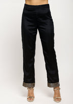 trueBrowns Black Foil High Slit- Foil Pant - Distacart