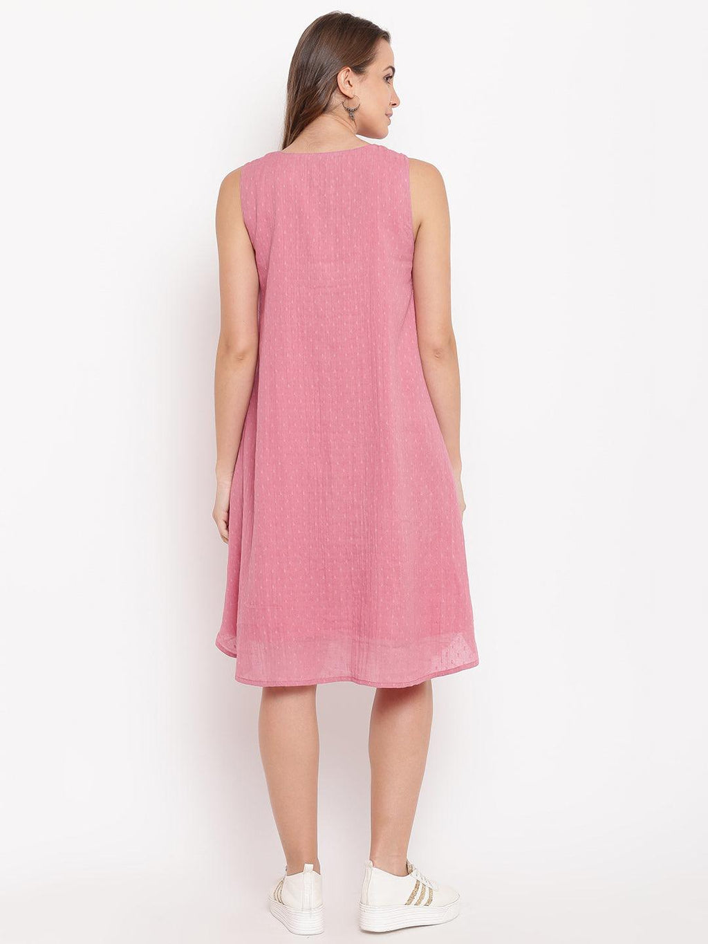 trueBrowns Pink Pin-Tucks Dress - Distacart