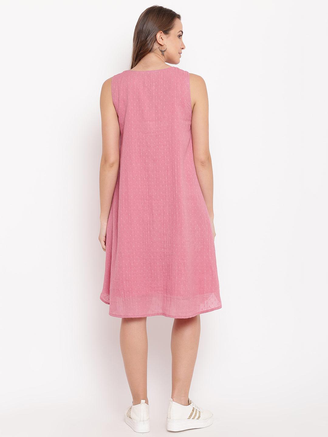 trueBrowns Pink Pin-Tucks Dress - Distacart