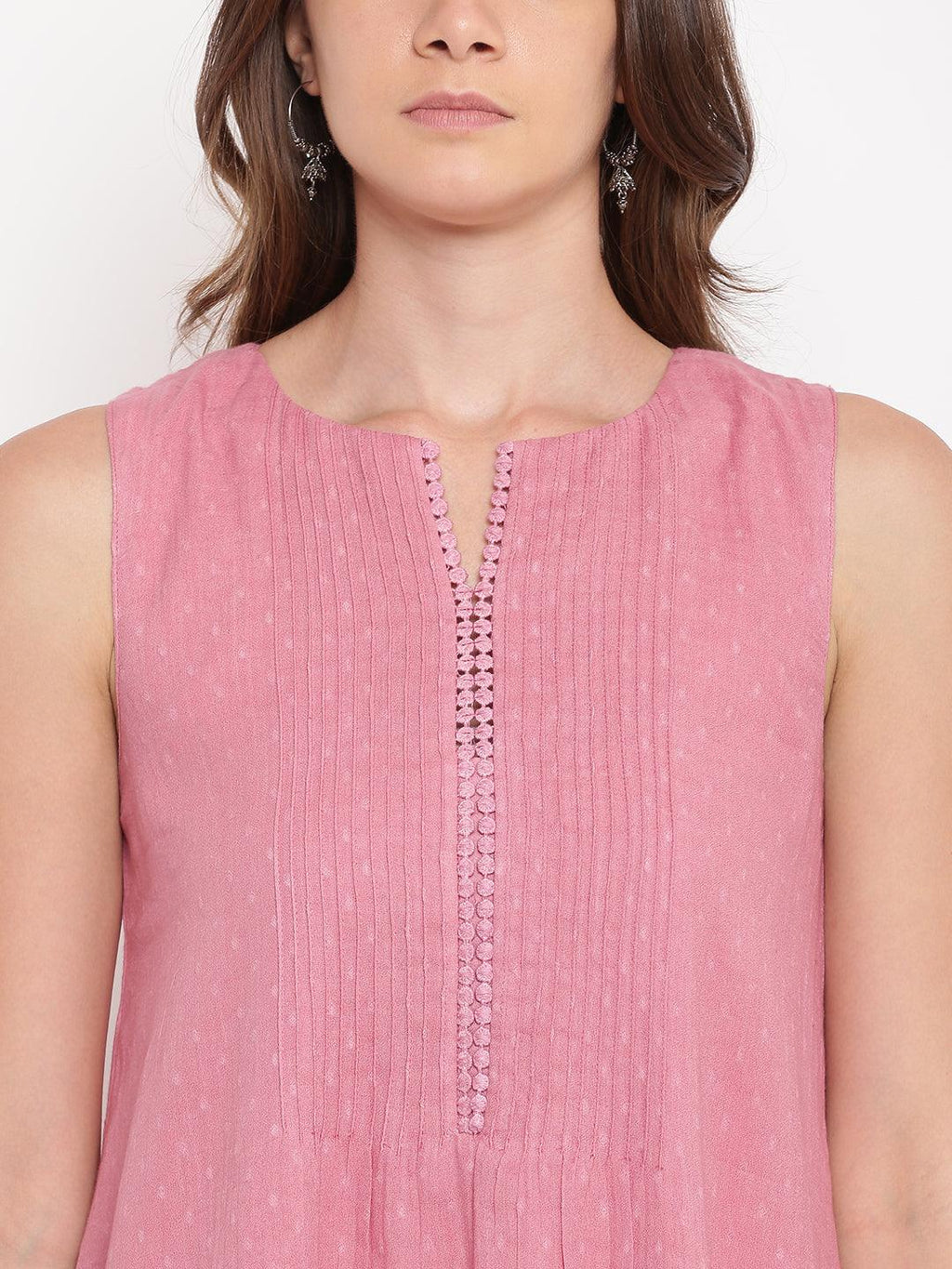 trueBrowns Pink Pin-Tucks Dress - Distacart