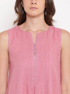 trueBrowns Pink Pin-Tucks Dress - Distacart