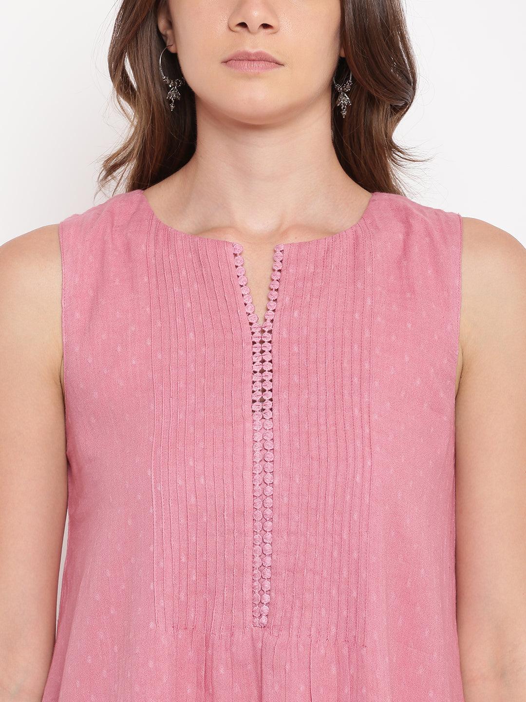 trueBrowns Pink Pin-Tucks Dress - Distacart