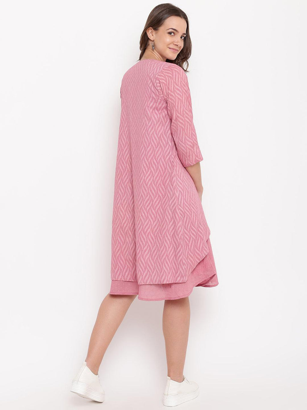 trueBrowns Pink Pin-Tucks Dress Reversible Jacket - Distacart