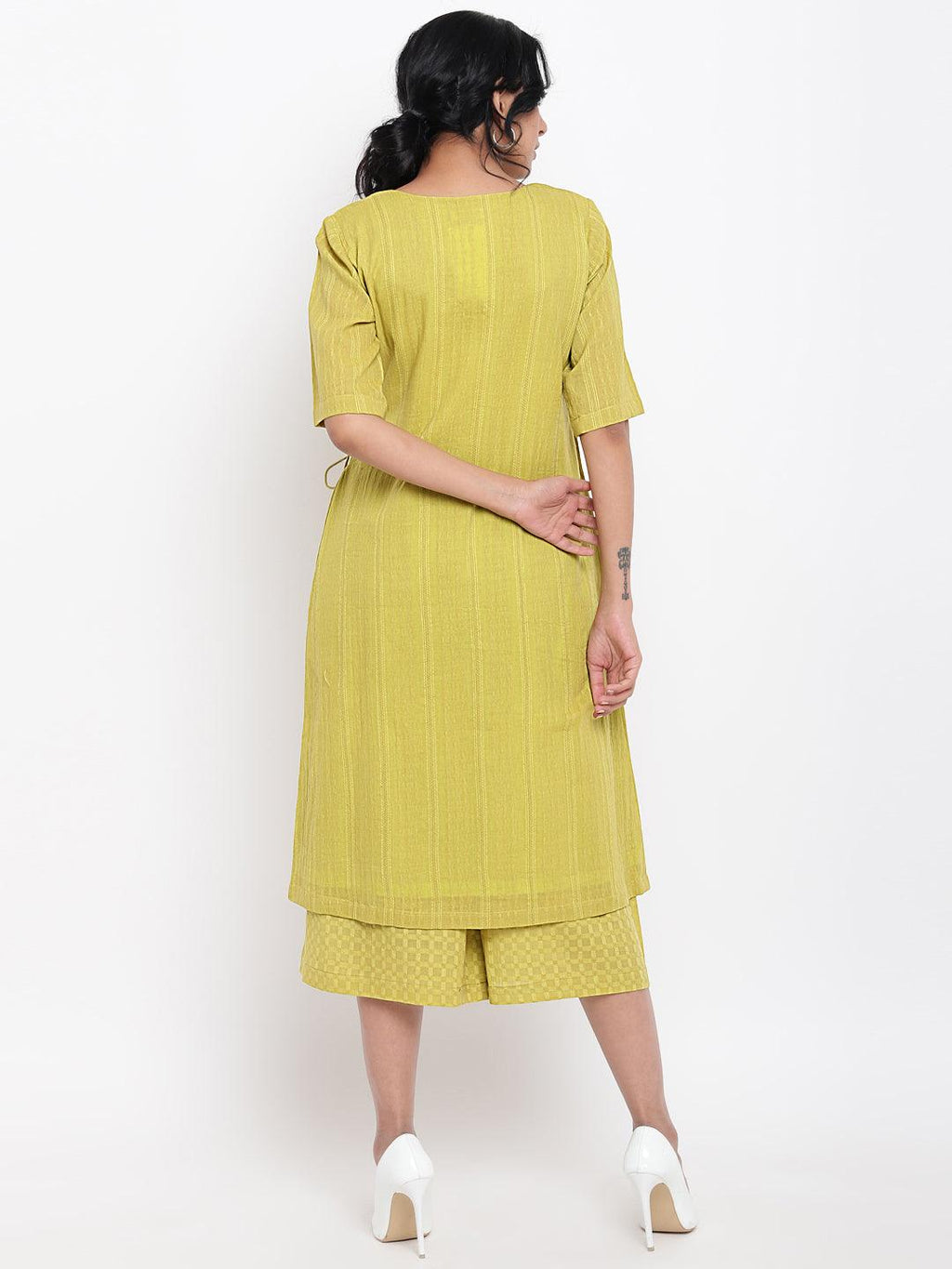 trueBrowns Green Cotton Angrakha Kurta Set | Relove - Distacart