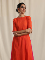 trueBrowns Orange Crinkle Slit Kurta Pant Set Relove - Distacart