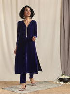 trueBrowns Blue Velvet Pant