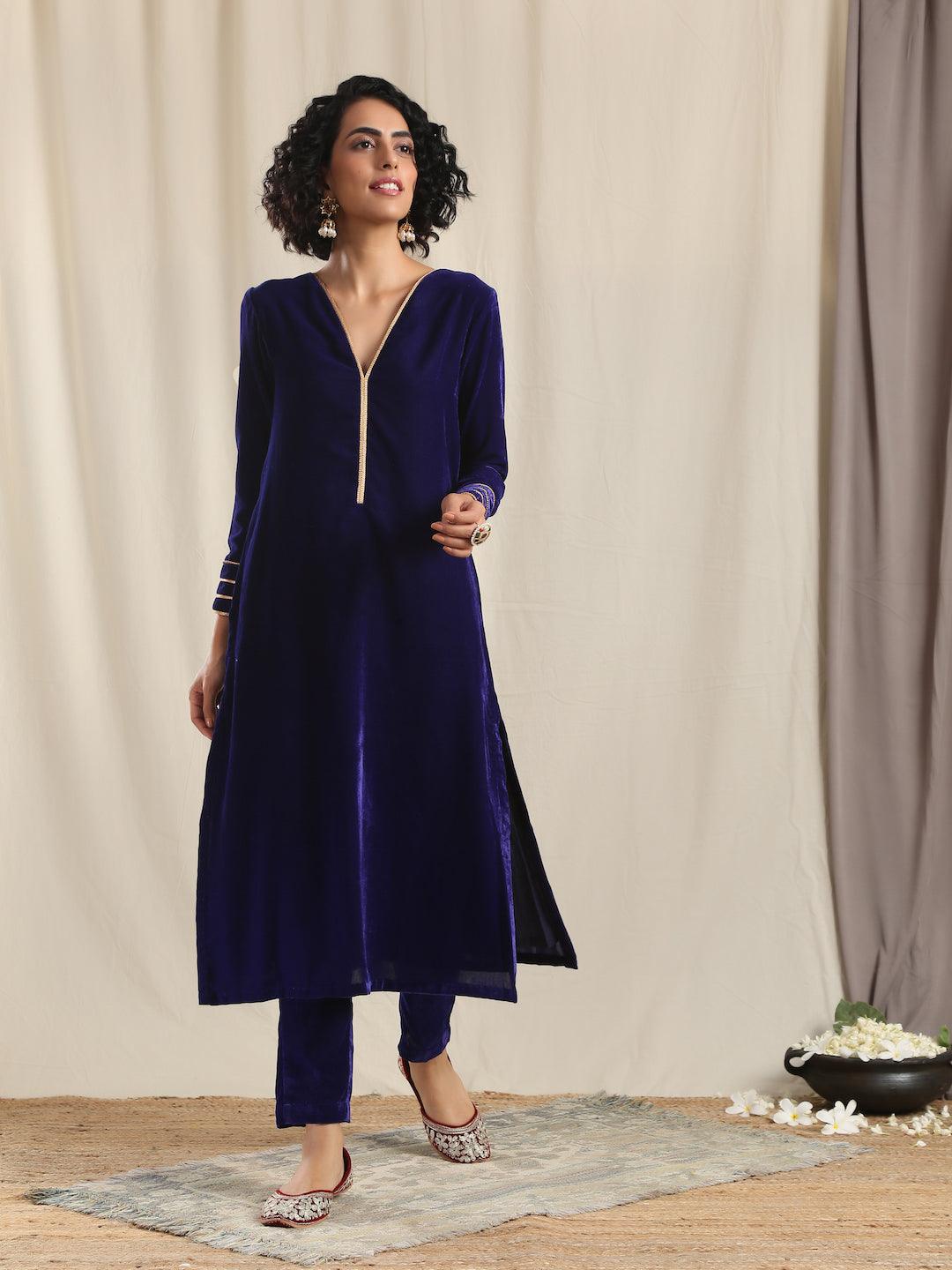 trueBrowns Blue Velvet Pant