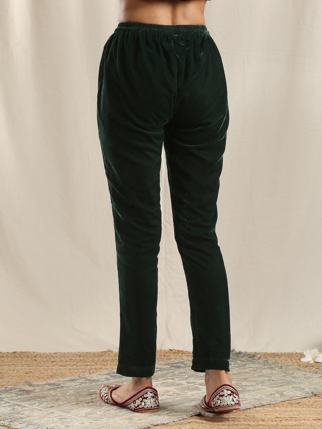 trueBrowns Green Velvet Pant