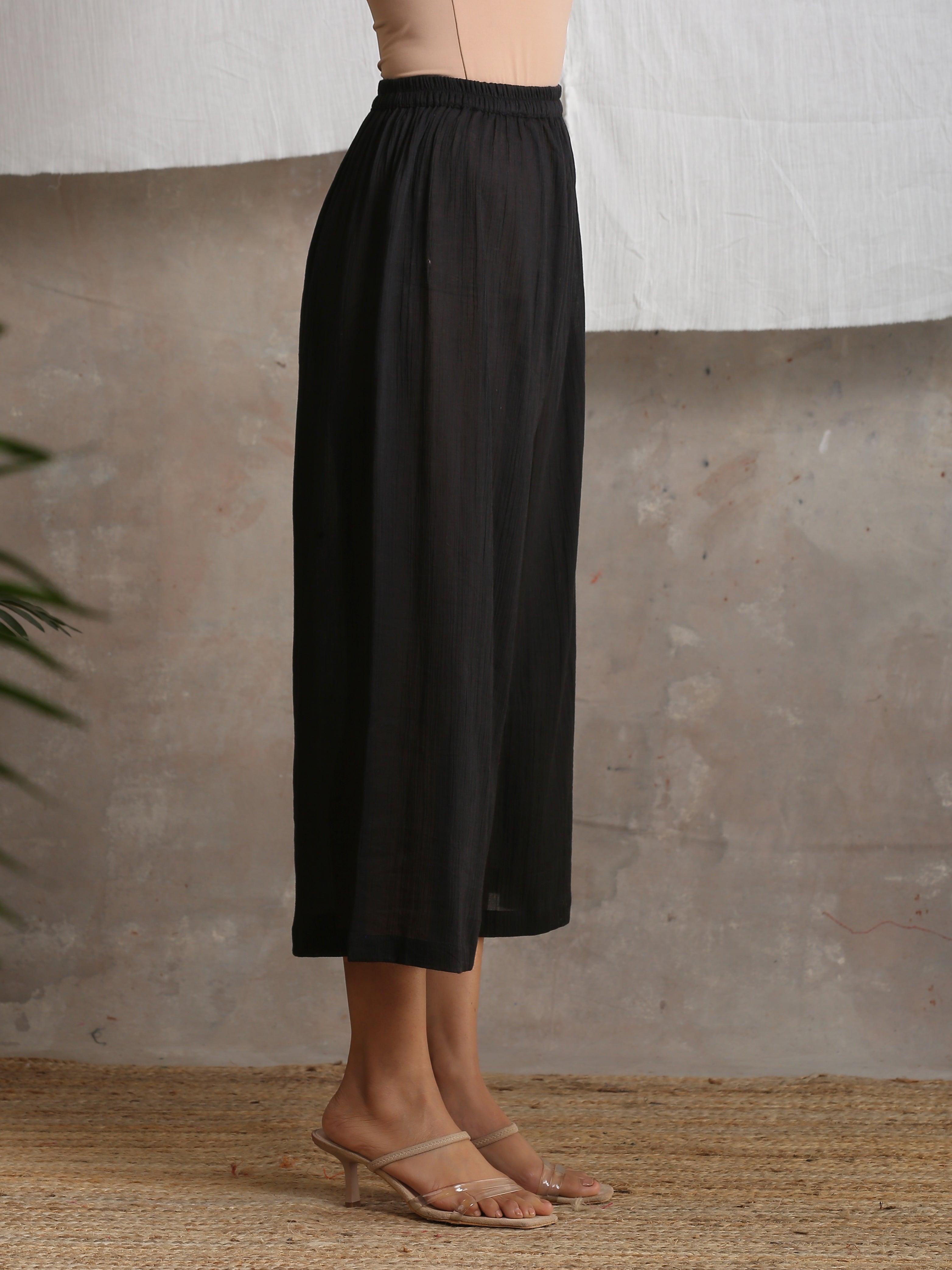 trueBrowns Crinkle Palazzo - Black