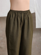 trueBrowns Cotton Linen Dark Green Pant