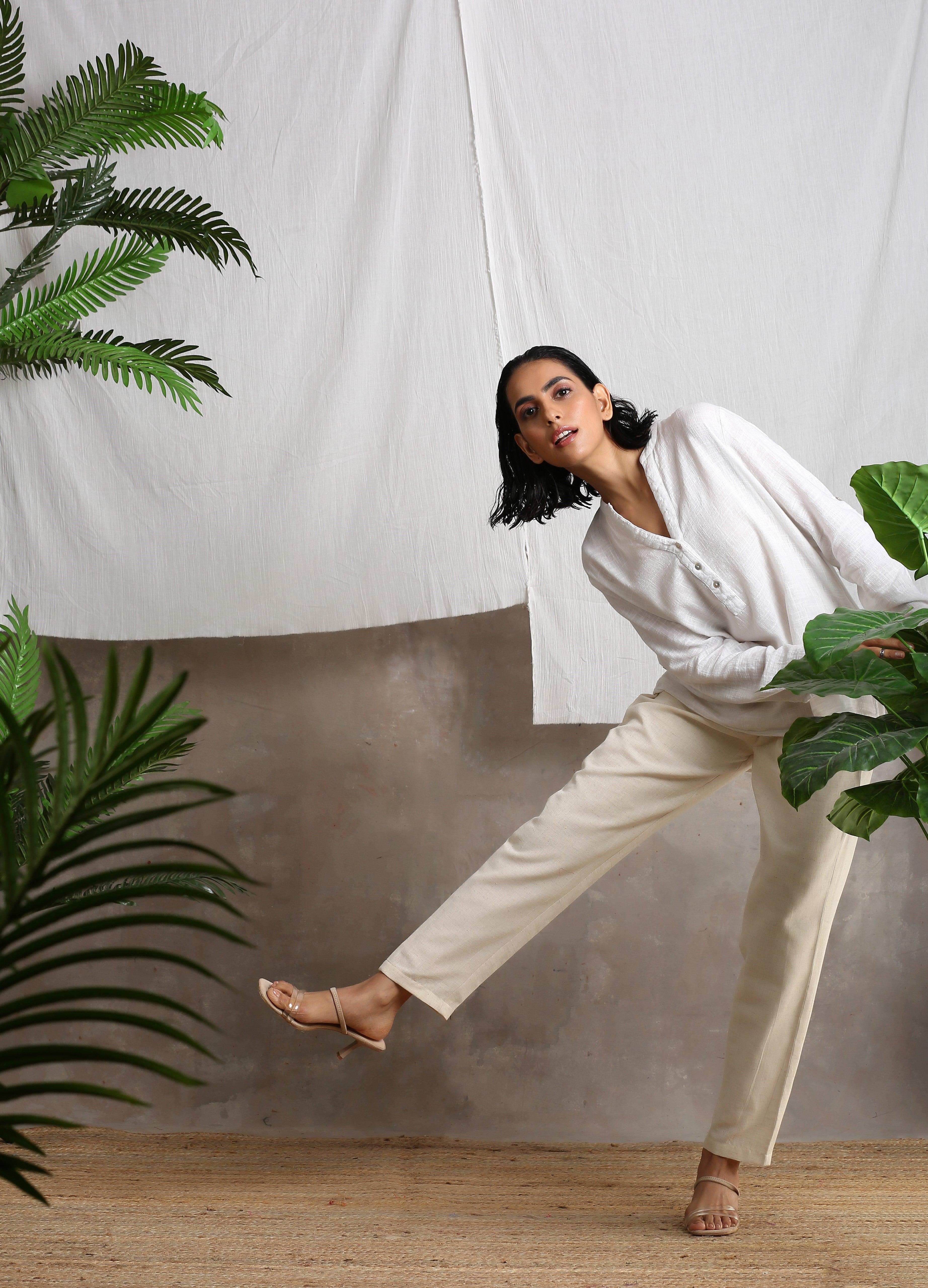 trueBrowns Beige Pure Cotton Pant