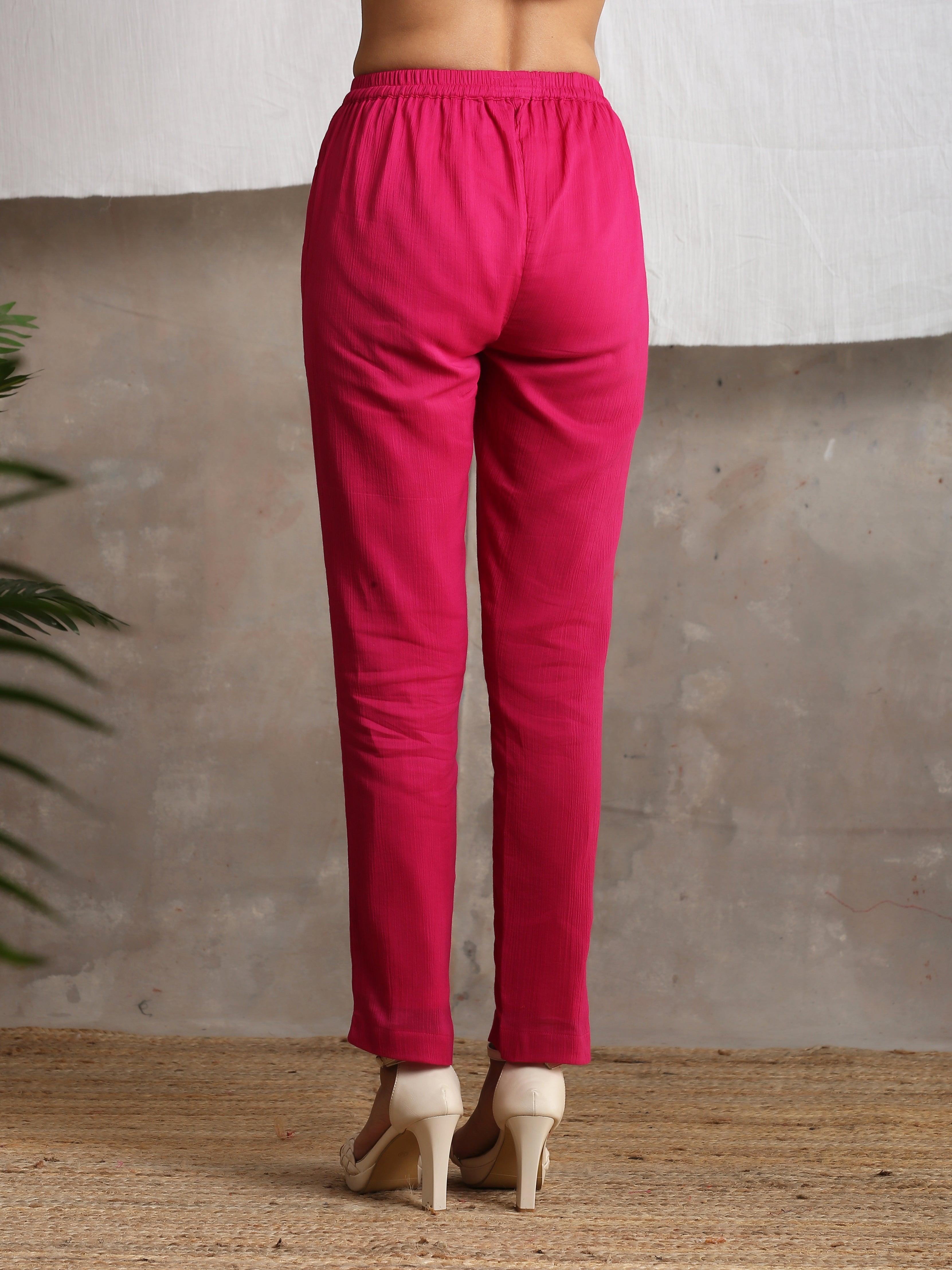 trueBrowns Pink Crinkled Pant
