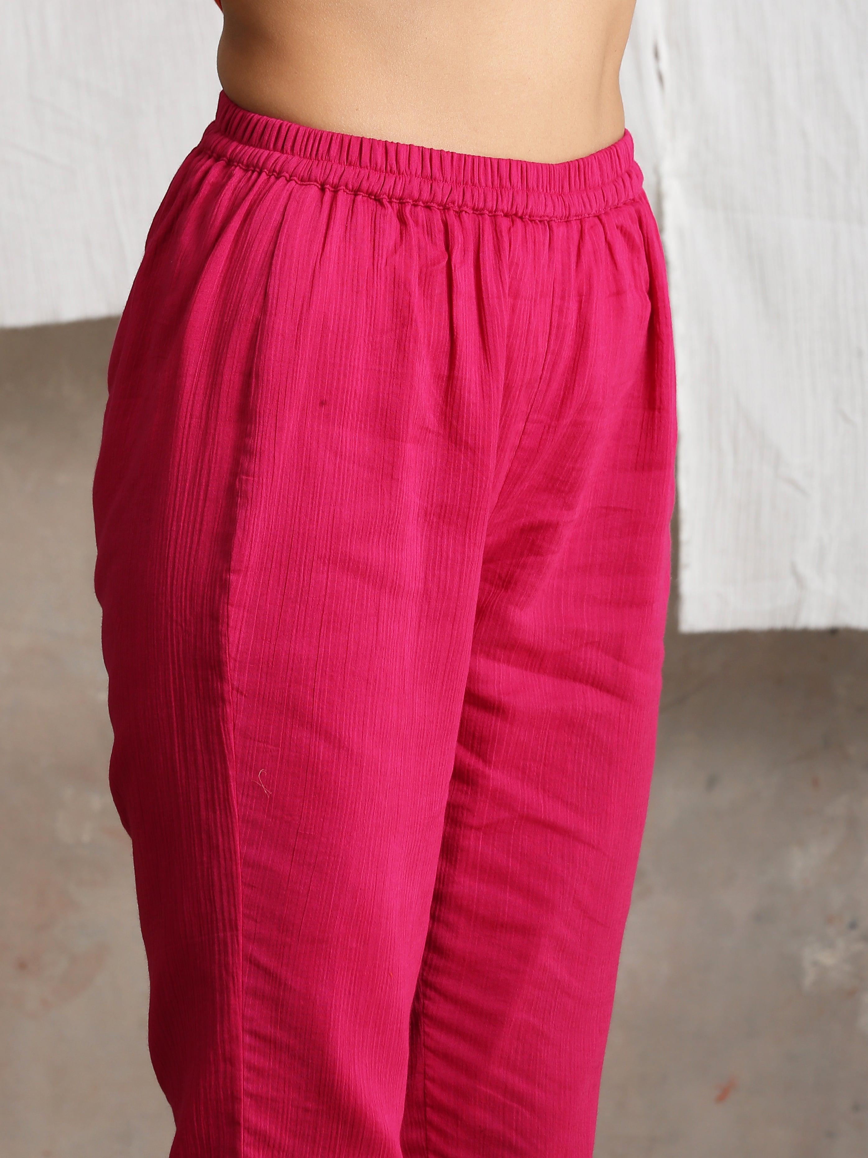 trueBrowns Pink Crinkled Pant