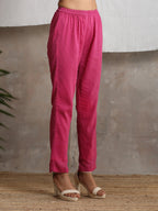 trueBrowns Magenta Pink Crinkled Pant