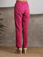 trueBrowns Magenta Pink Crinkled Pant