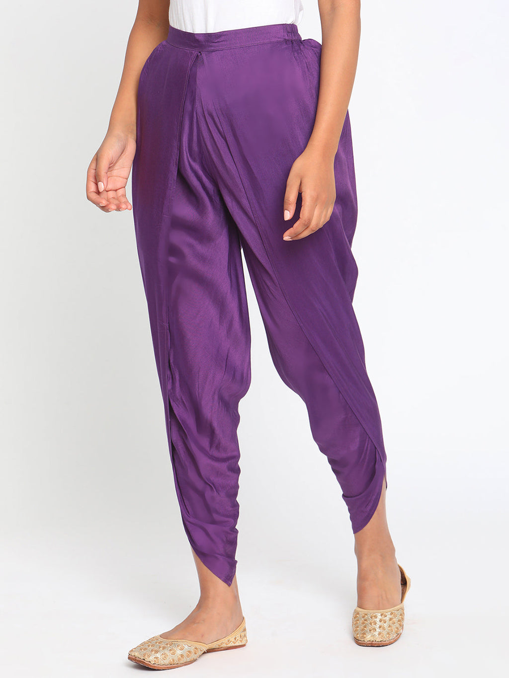 trueBrowns Silk Purple Dhoti Pant
