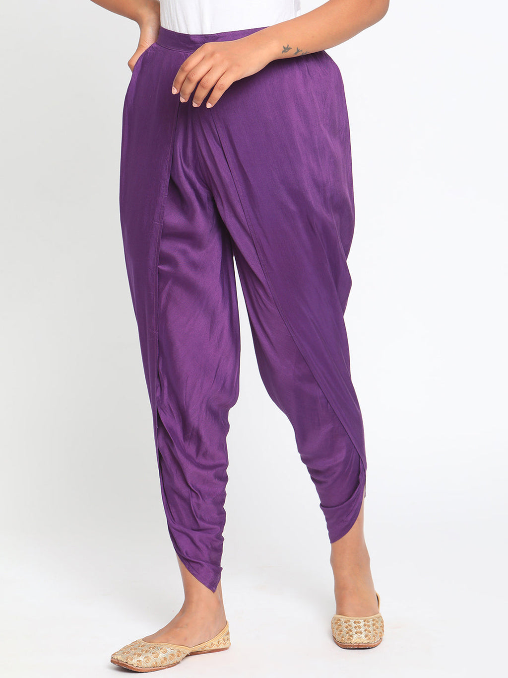 trueBrowns Silk Purple Dhoti Pant