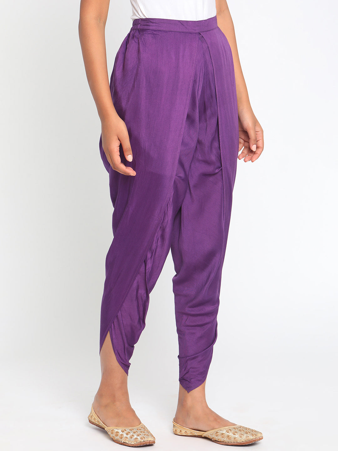 trueBrowns Silk Purple Dhoti Pant