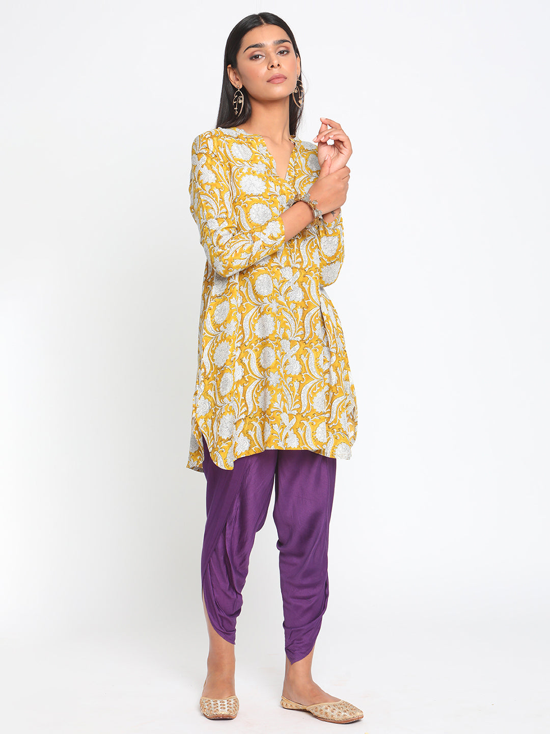 trueBrowns Silk Purple Dhoti Pant
