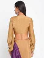 trueBrowns Silk Gold Gathered Sleeve Blouse