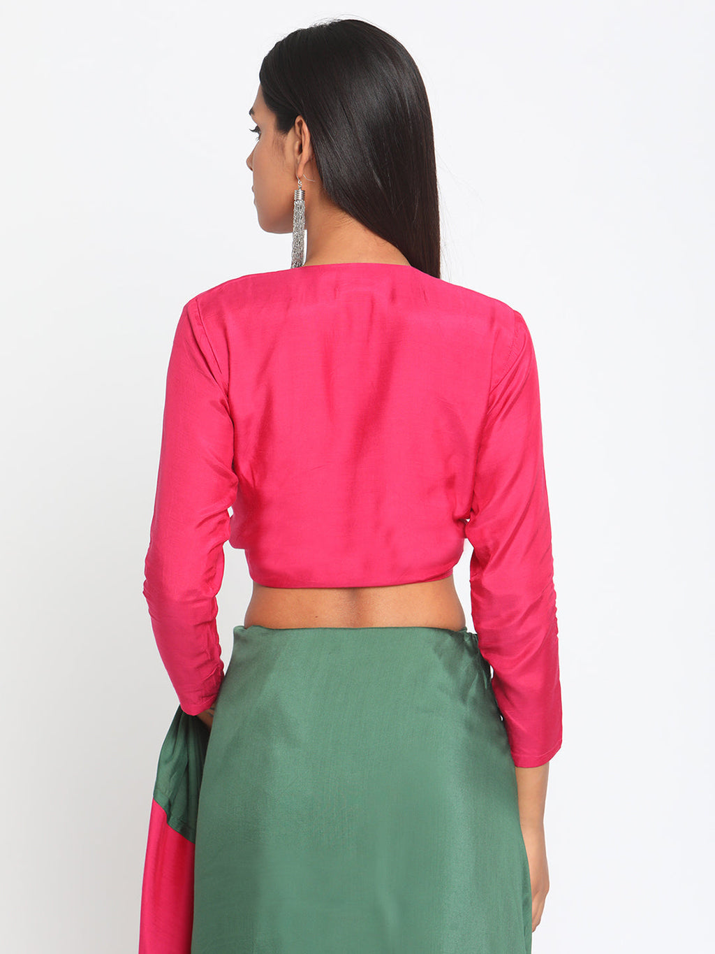 trueBrowns Silk Pink Tie Up Blouse