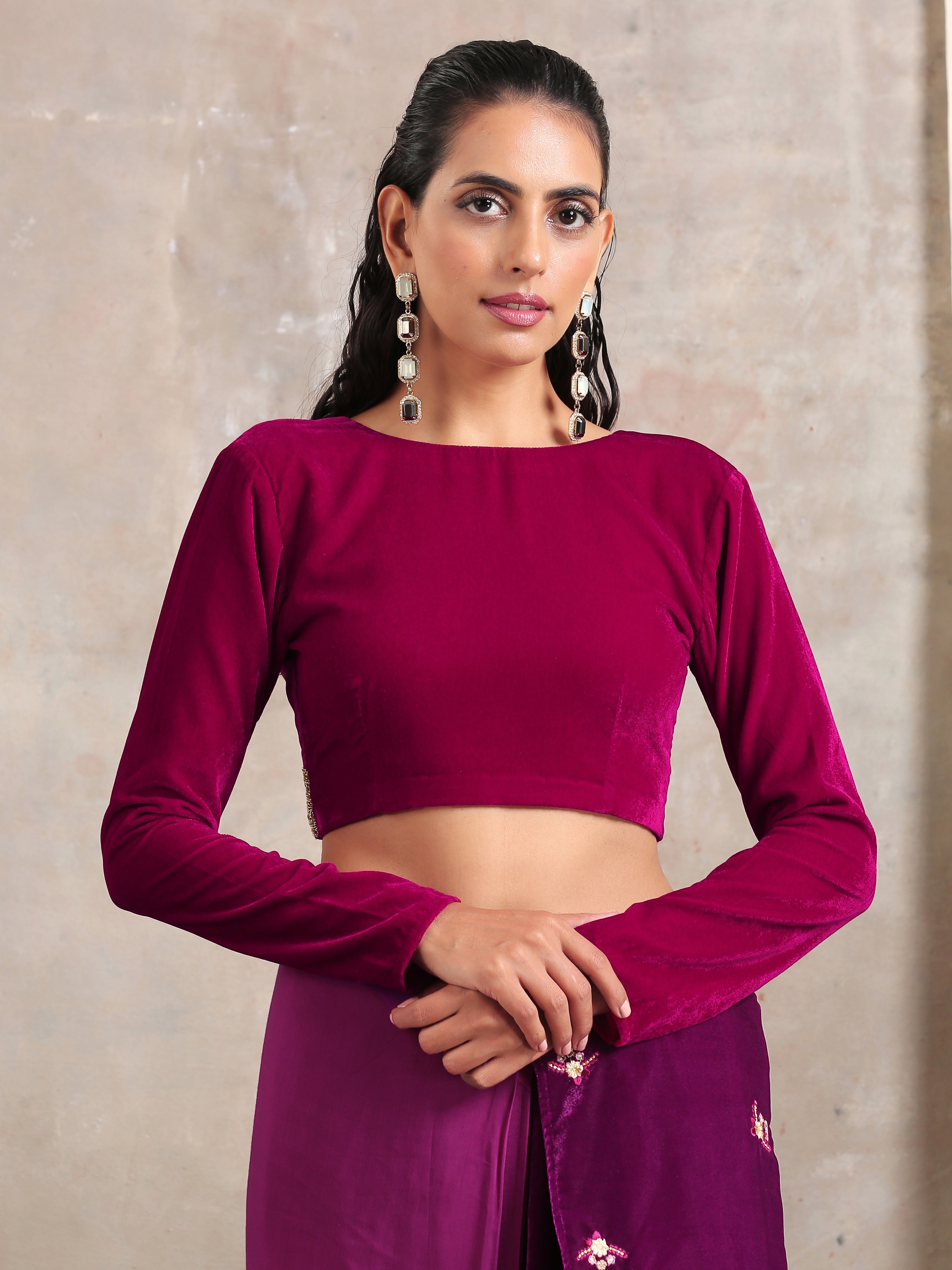 trueBrowns Pink Velvet Lace Blouse