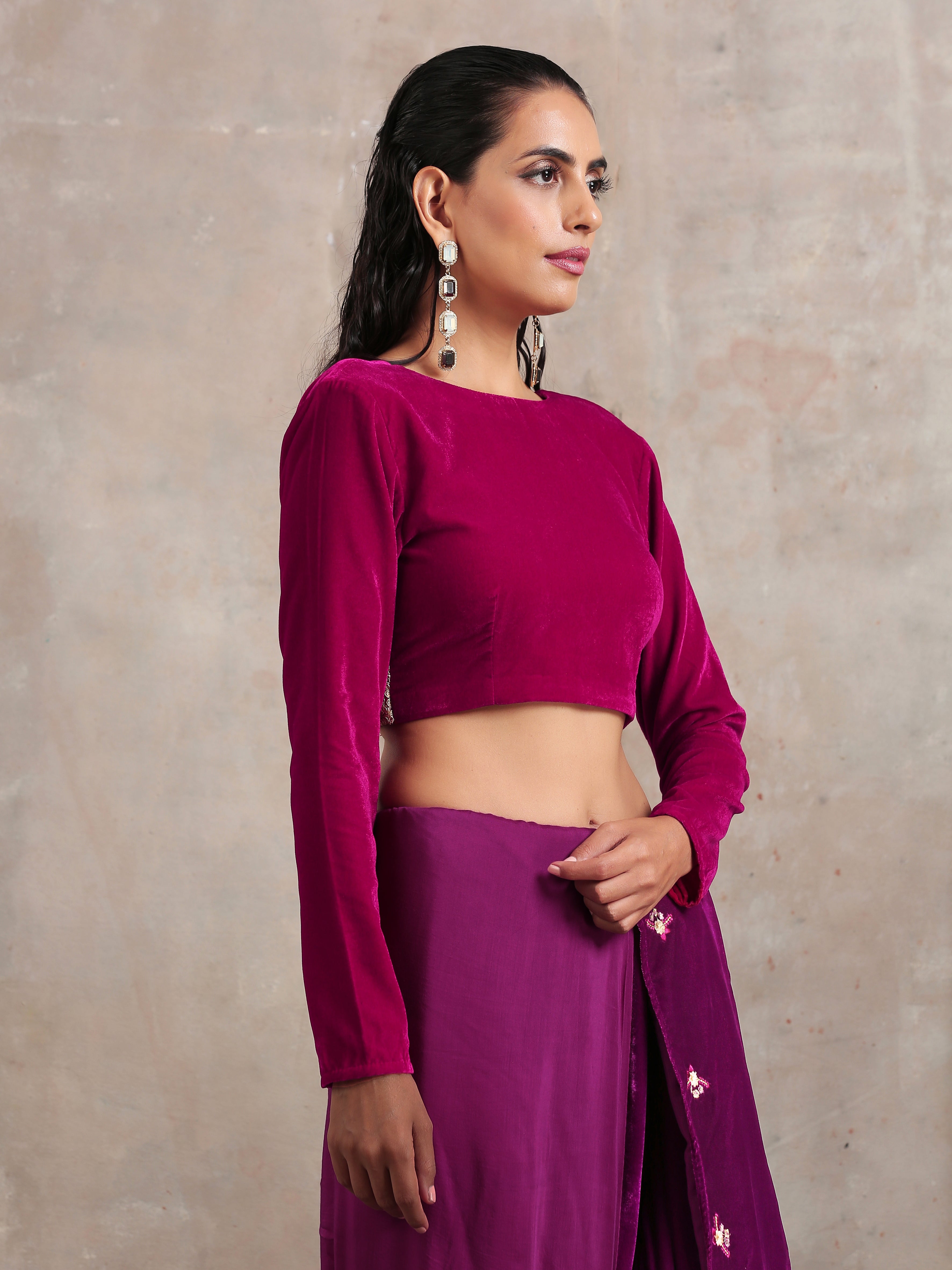 trueBrowns Pink Velvet Lace Blouse