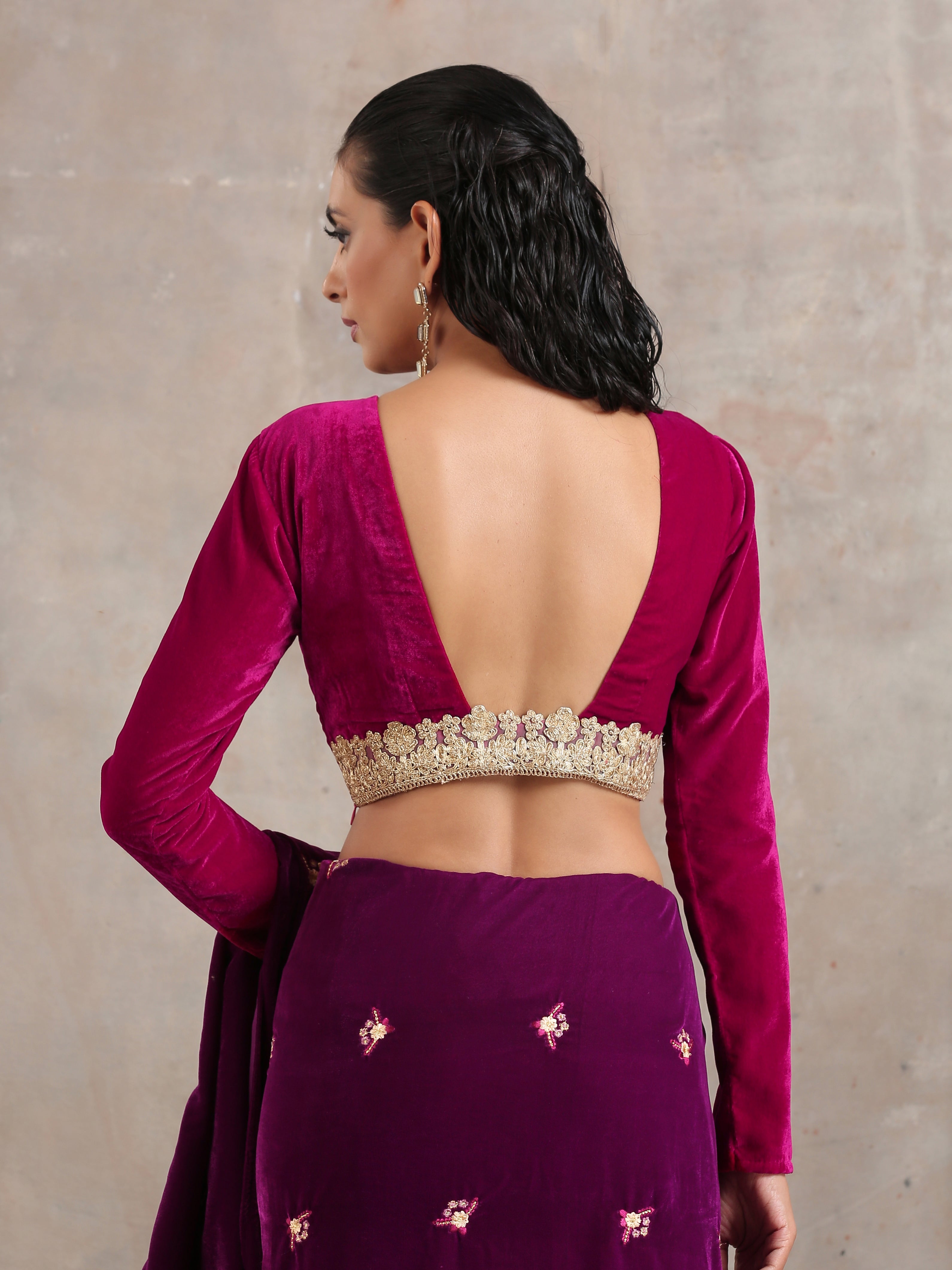 trueBrowns Pink Velvet Lace Blouse